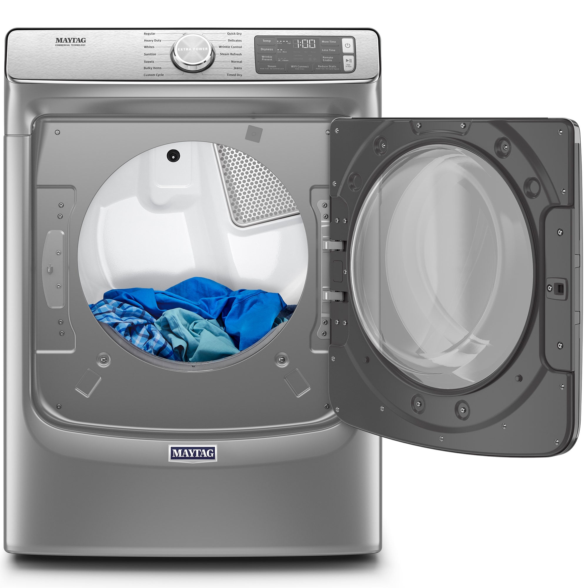 Maytag 27 in. 7.3 cu. ft. Smart Stackable Gas Dryer with Extra Power Button, Industry-Exclusive Extra Moisture Sensor, Sanitize & Steam Cycle - Metallic Slate, Metallic Slate, hires