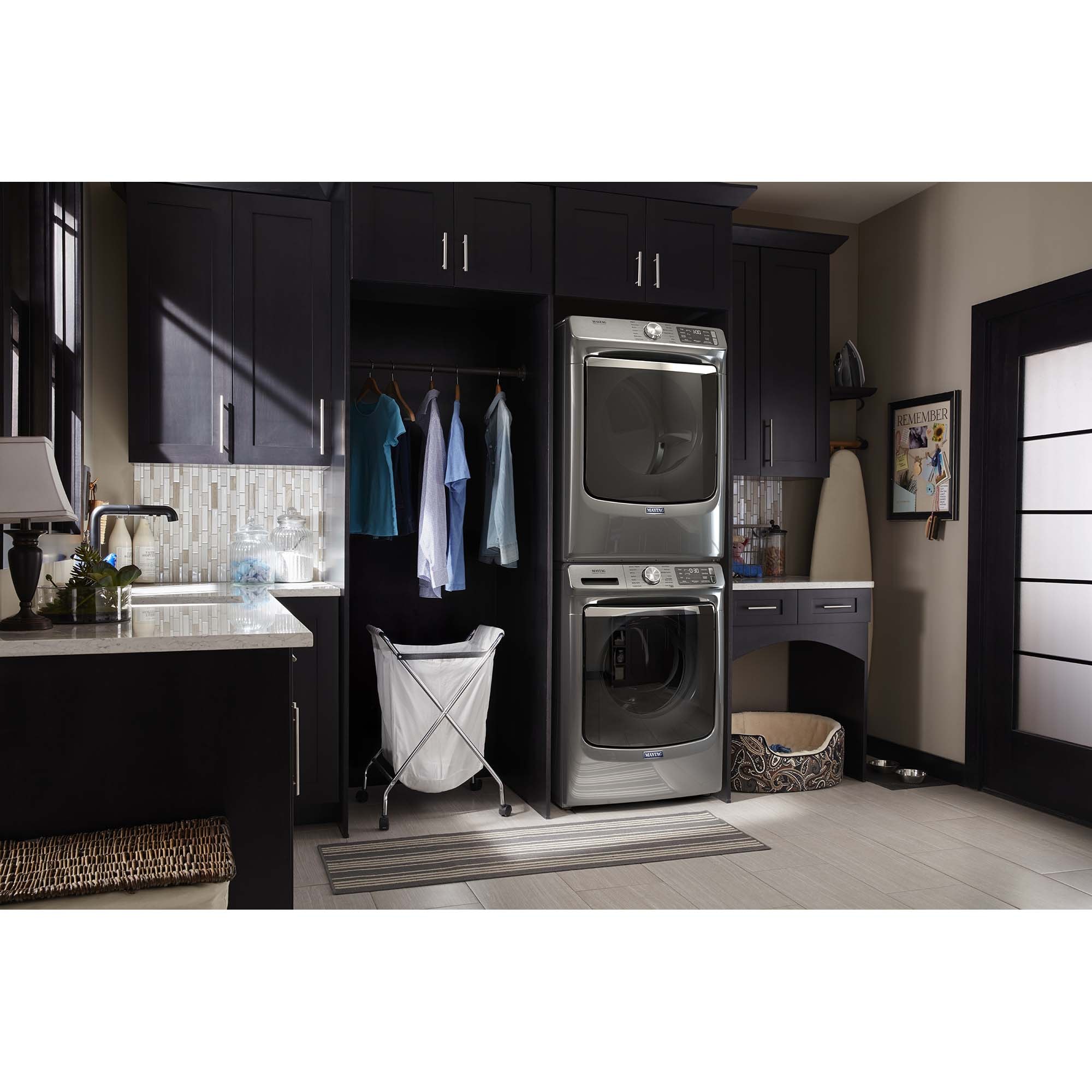 Maytag 27 in. 7.3 cu. ft. Smart Stackable Gas Dryer with Extra Power Button, Industry-Exclusive Extra Moisture Sensor, Sanitize & Steam Cycle - Metallic Slate, Metallic Slate, hires