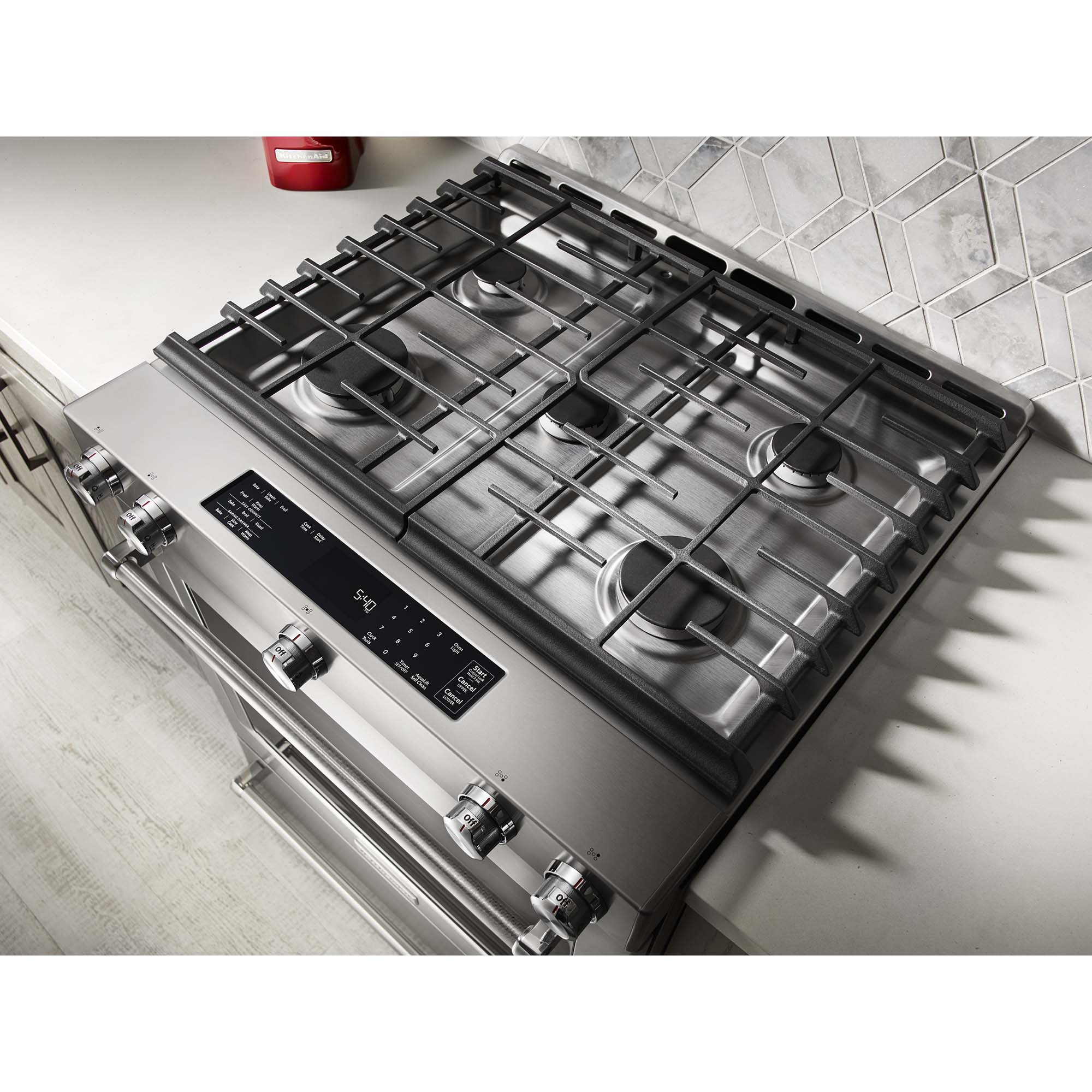 KitchenAid 30 in. 6.5 cu. ft. True European Convection Slide-In Gas Range with 5 Sealed Burners & Griddle - Stainless Steel, , hires