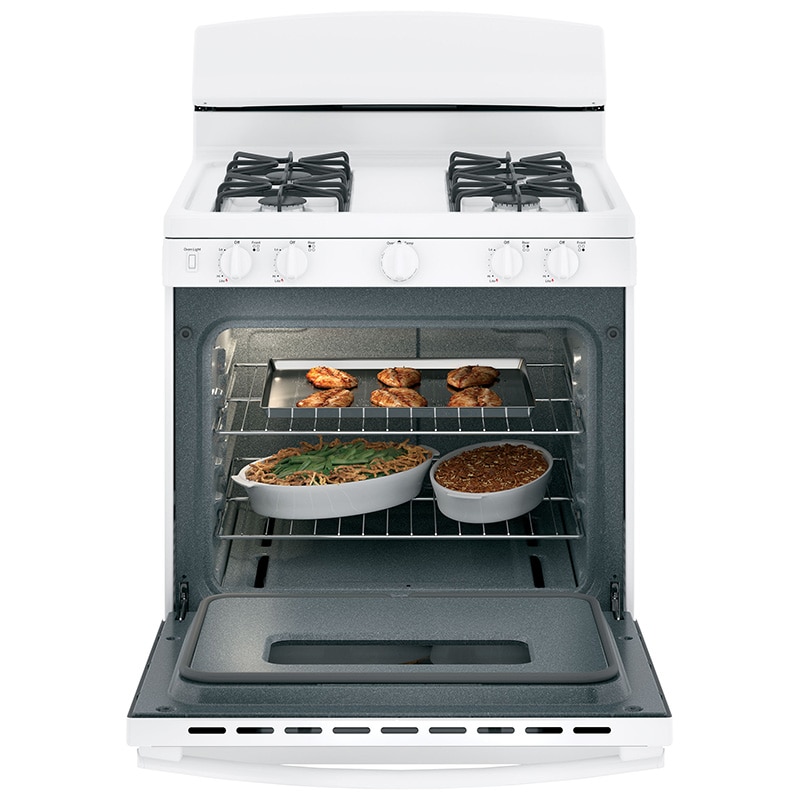 GE 30 in. 4.8 cu. ft. Gas Range with 4 Sealed Burners - White, White, hires