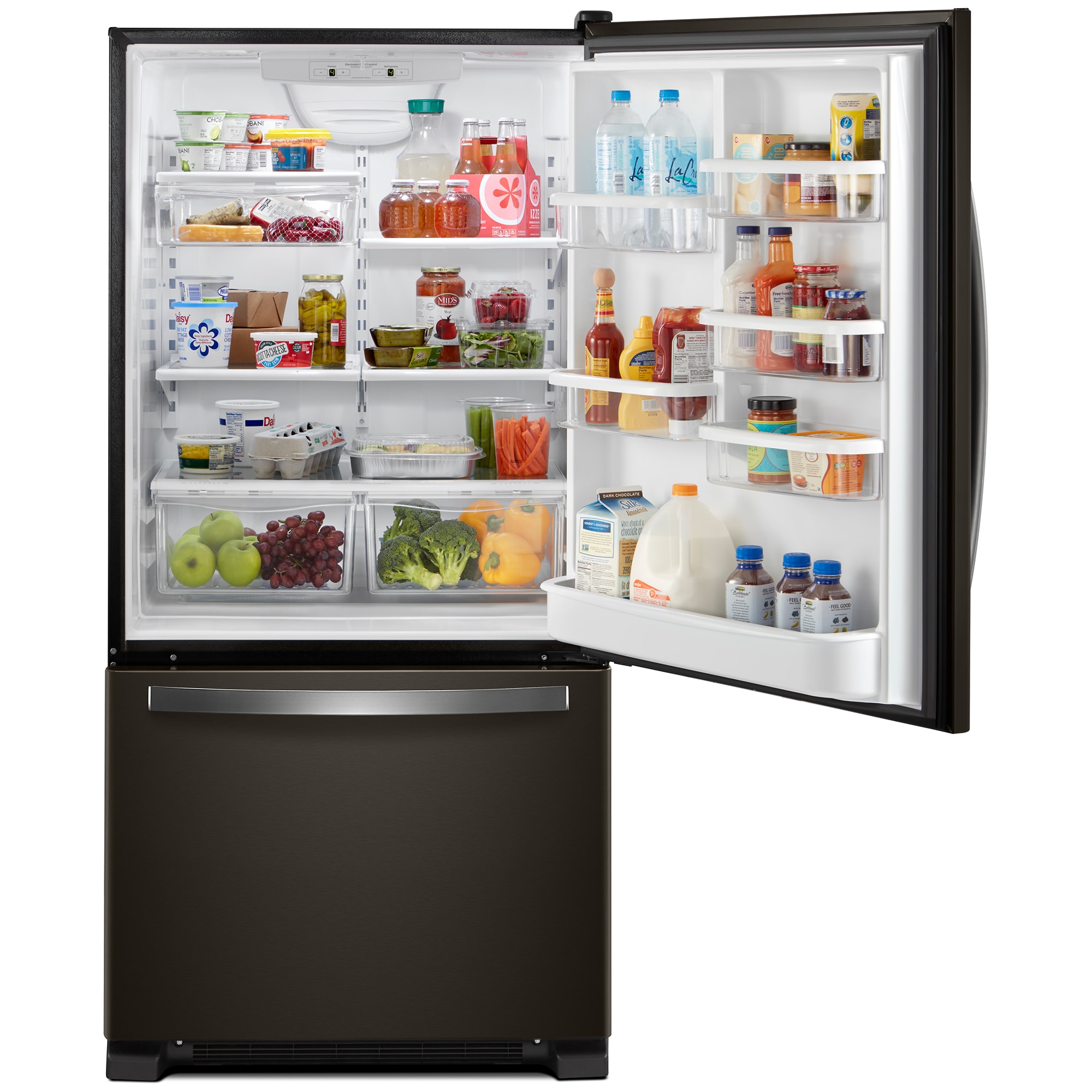 Whirlpool 33 in. 22.1 cu. ft. Bottom Freezer Refrigerator with Ice Maker - Black Stainless, Black Stainless, hires