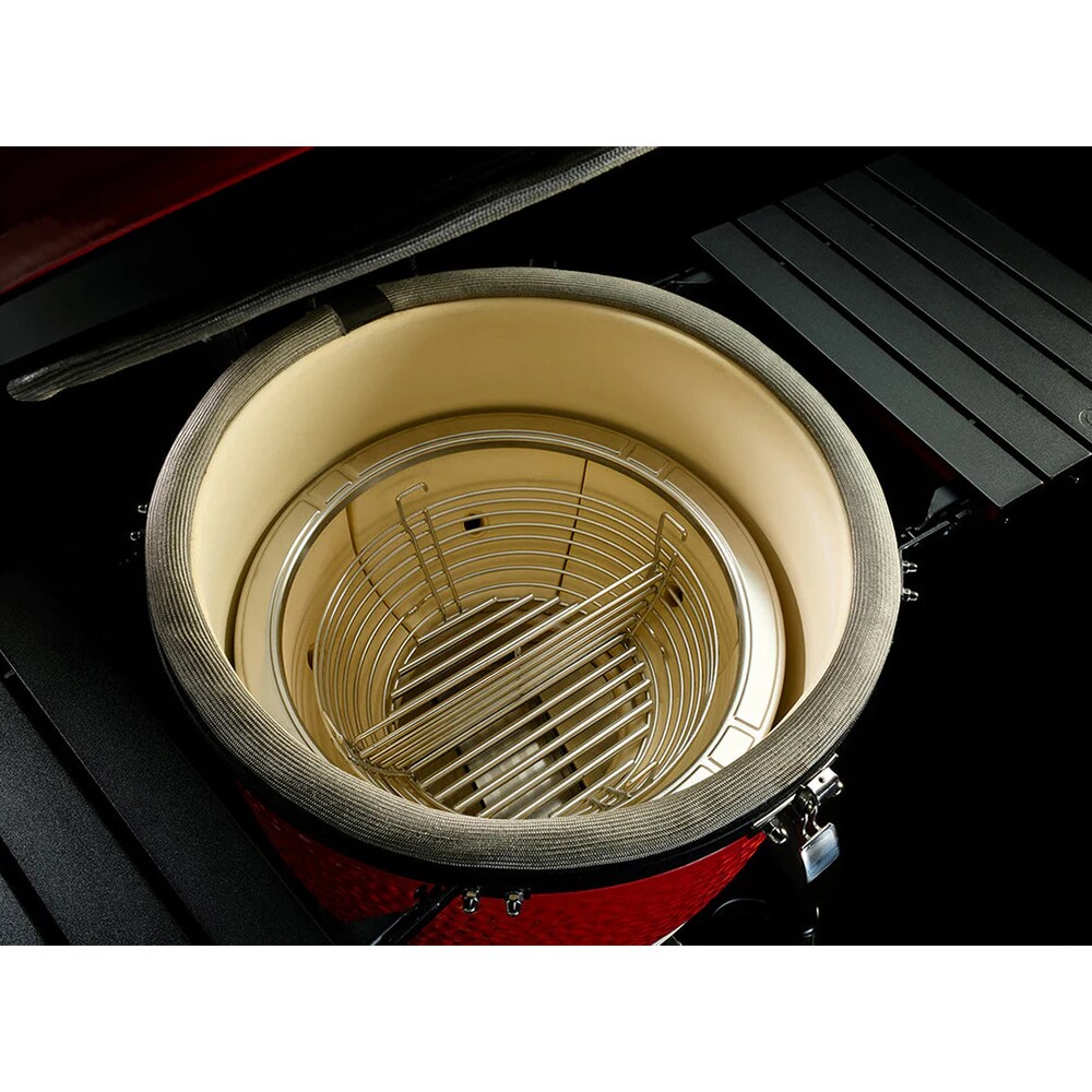 Kamado Joe Big Joe Series III 24 in. Single Rack Charcoal Smoker with Built-In Thermometer & Side Table - Red, , hires