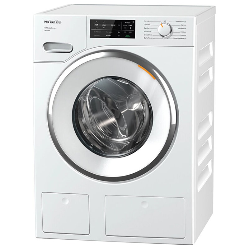 Miele TwinDos 24 in. 2.26 cu. ft. Smart Stackable Front Load Washer with Sanitize Cycle & Steam Cycle - Lotus White, , hires