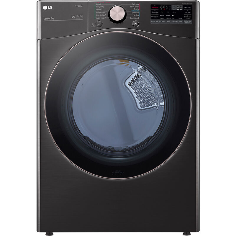LG 27 in. 7.4 cu. ft. Electric Dryer with 12 Dryer Programs, 12 Dry Options, Sanitize Cycle, Wrinkle Care & Sensor Dry - Black Steel, Black Steel, hires
