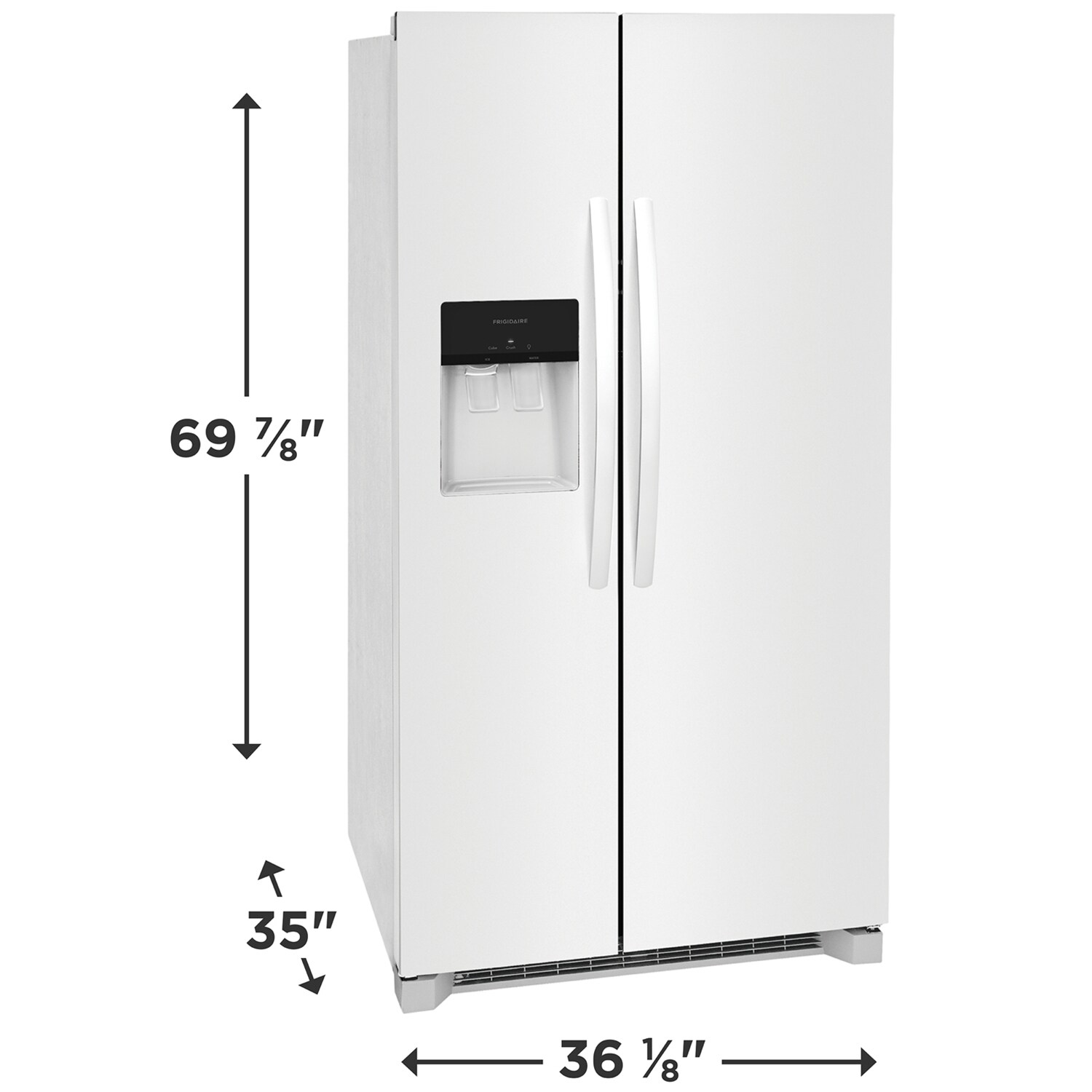 Frigidaire 36 in. 25.6 cu. ft. Side by Side Refrigerator with Ice & Water Dispenser - White, White, hires