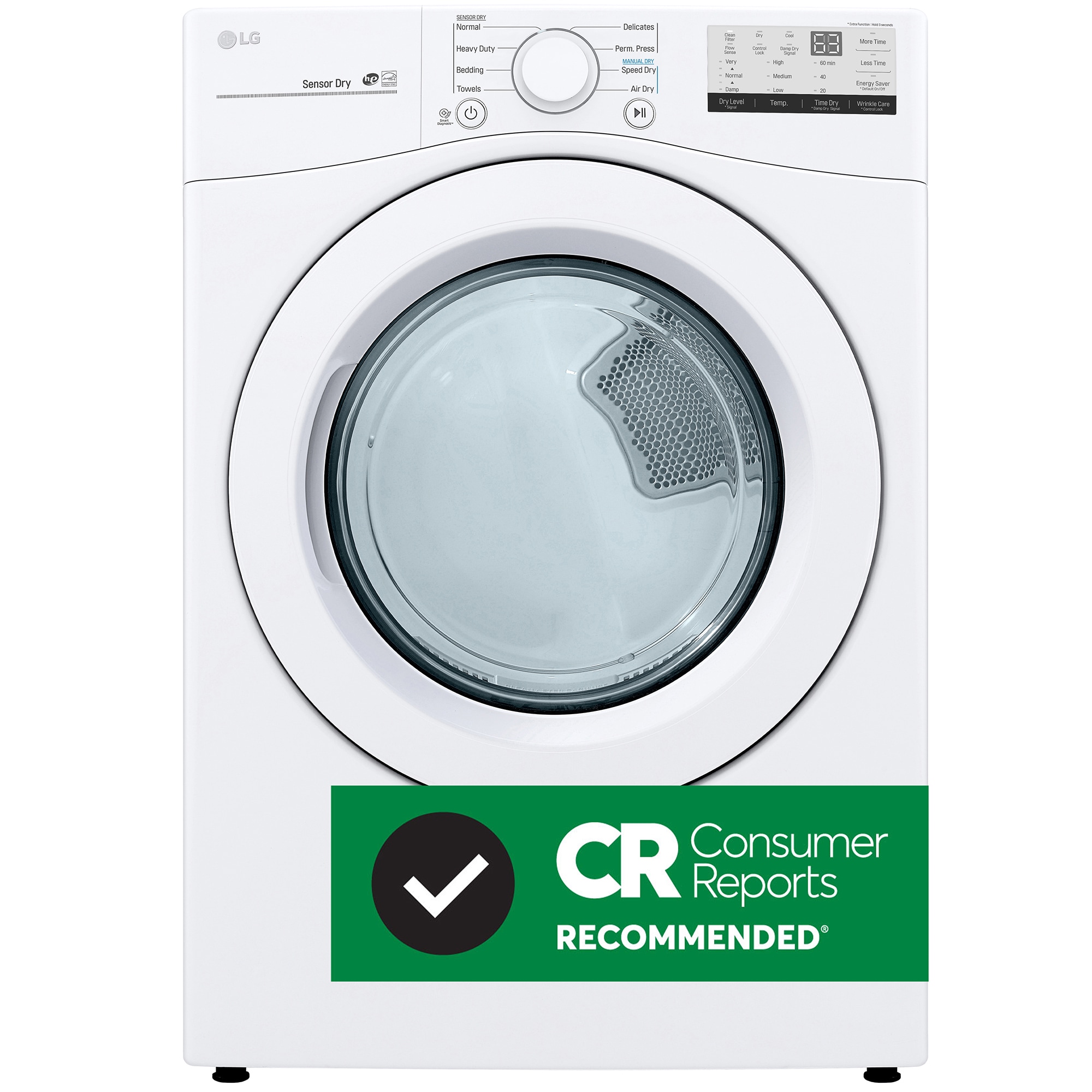 LG 27 in. 7.4 cu. ft. Stackable Gas Dryer with Sensor Dry White P.C