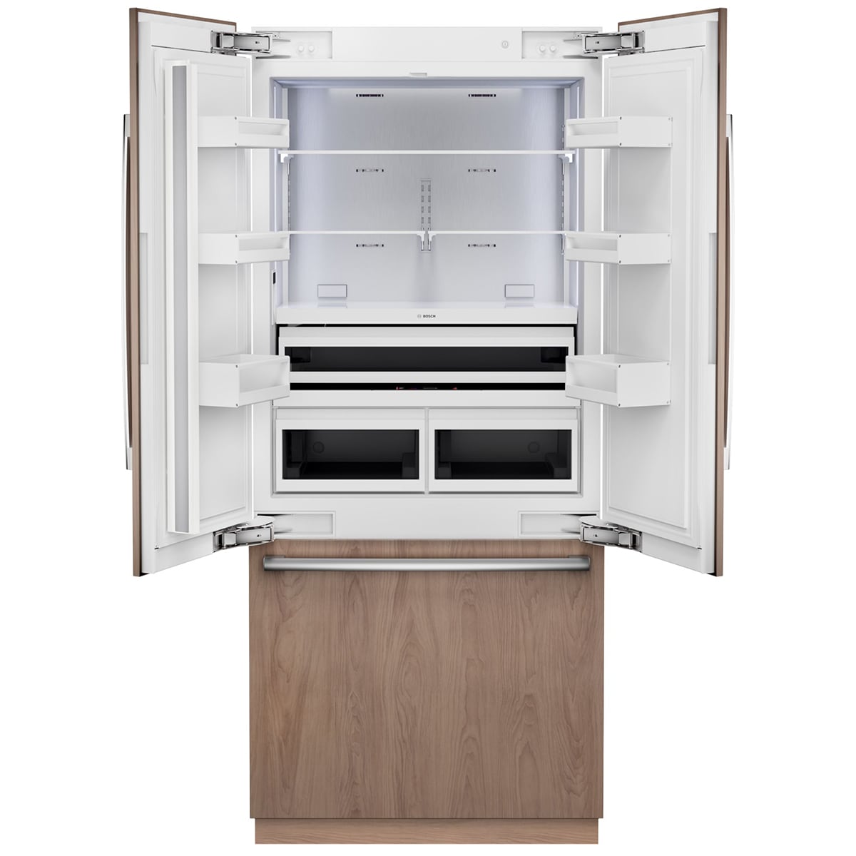 Bosch Benchmark Series 36 in. 20.1 cu. ft. Built-In Smart Counter Depth French Door Refrigerator with Internal Water Dispenser - Custom Panel Ready, , hires