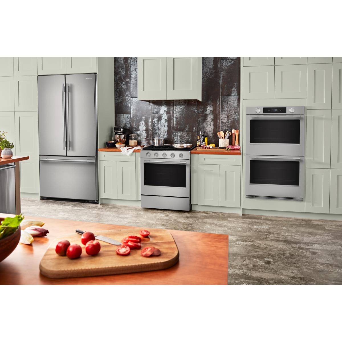 KitchenAid 27 in. 8.6 cu. ft. Smart Top Control Steam Electric Double Wall Oven with True European Convection - Stainless Steel with PrintShield Finish, , hires