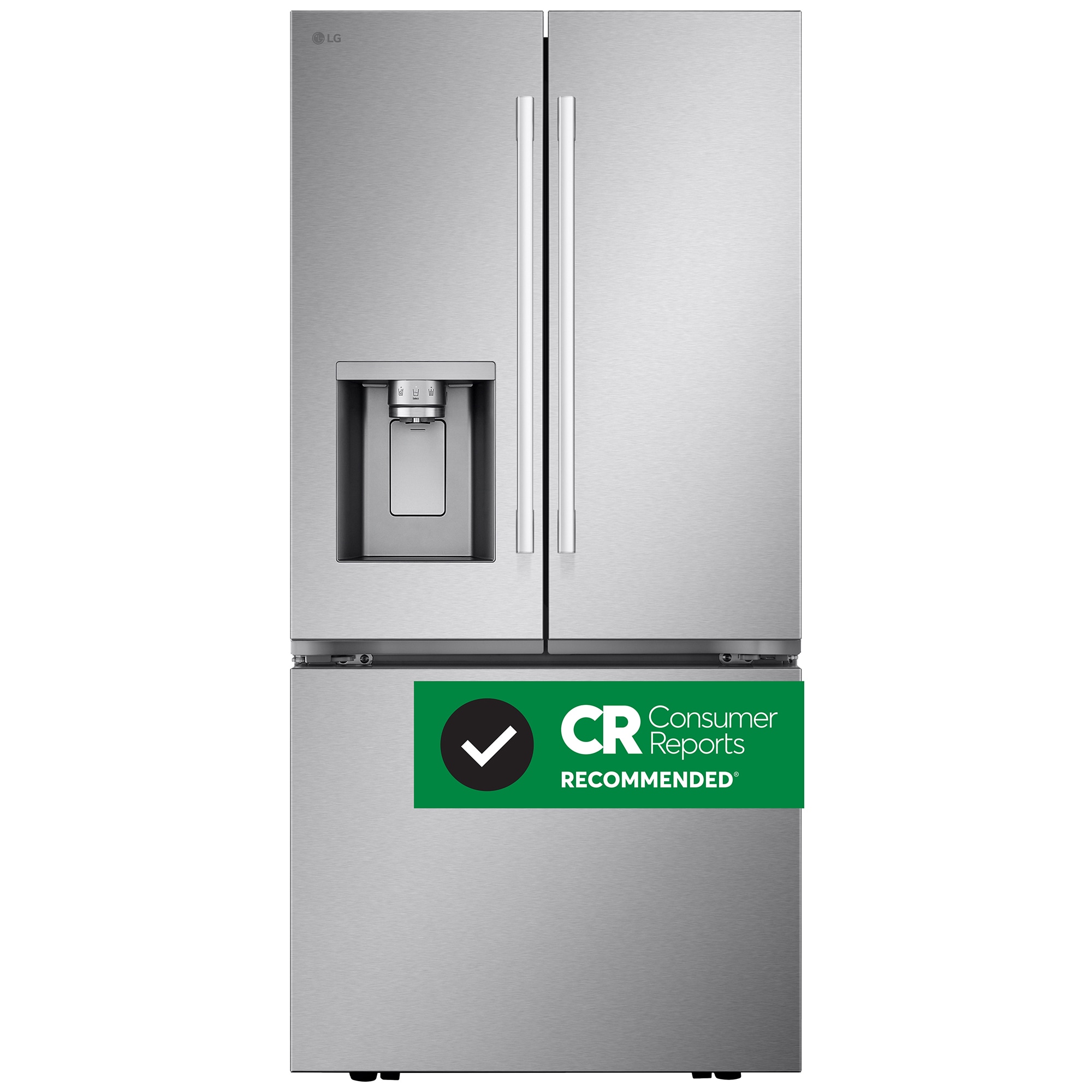 LG 33 in. 24.5 cu. ft. Smart French Door Refrigerator with Ice & Water Dispenser - PrintProof Stainless Steel, PrintProof Stainless Steel, hires