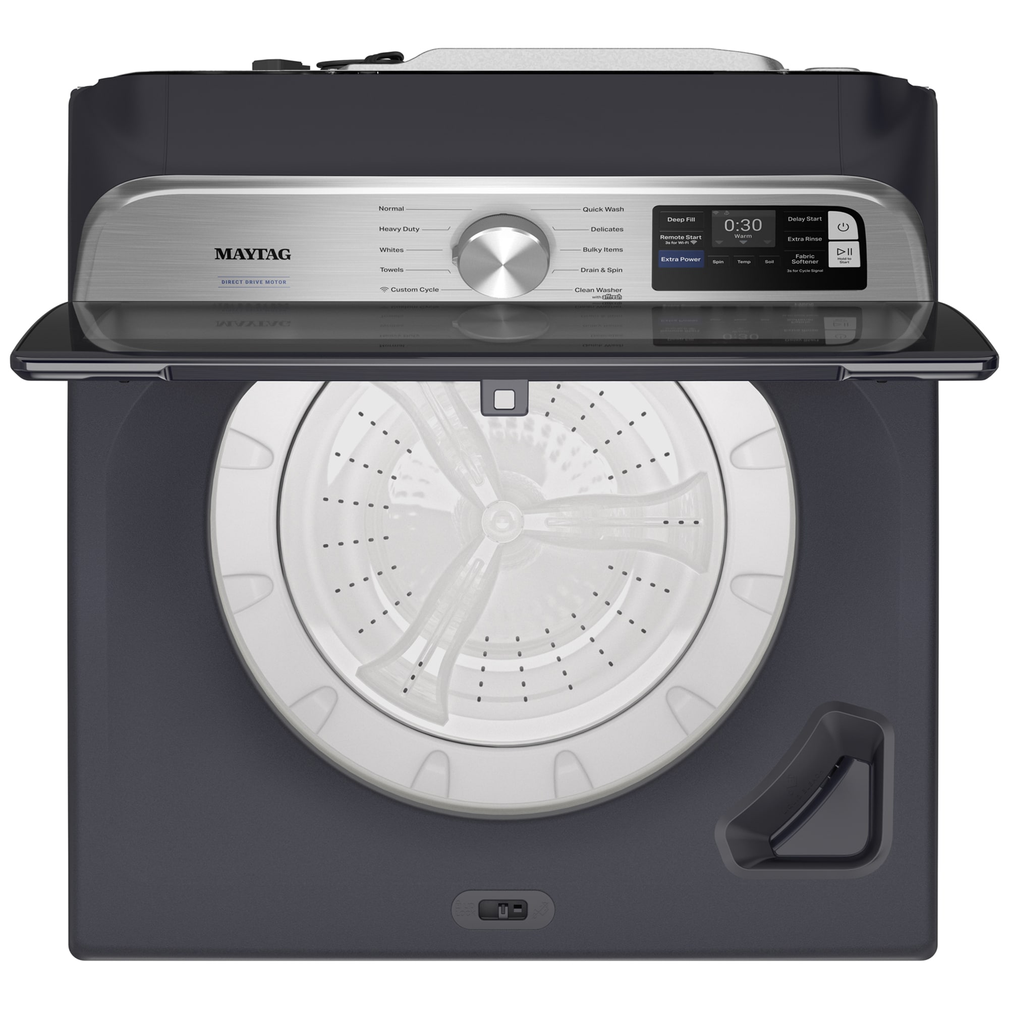 Maytag 27 in. 5.3 cu. ft. Smart Top Load Washer with Impeller & Extra Power - Midnight Steel, Midnight Steel, hires
