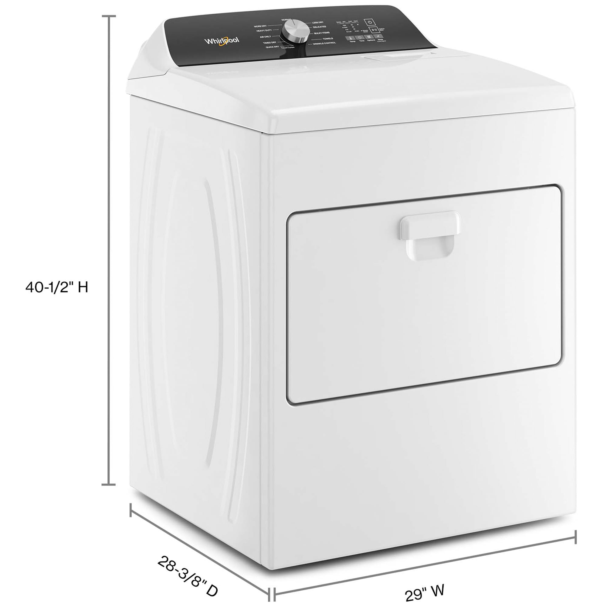 Whirlpool 29 in. 7.0 cu. ft. Top Loading Gas Dryer with 11 Dryer Programs, 1 Dry Options, Wrinkle Care & Sensor Dry - White, , hires