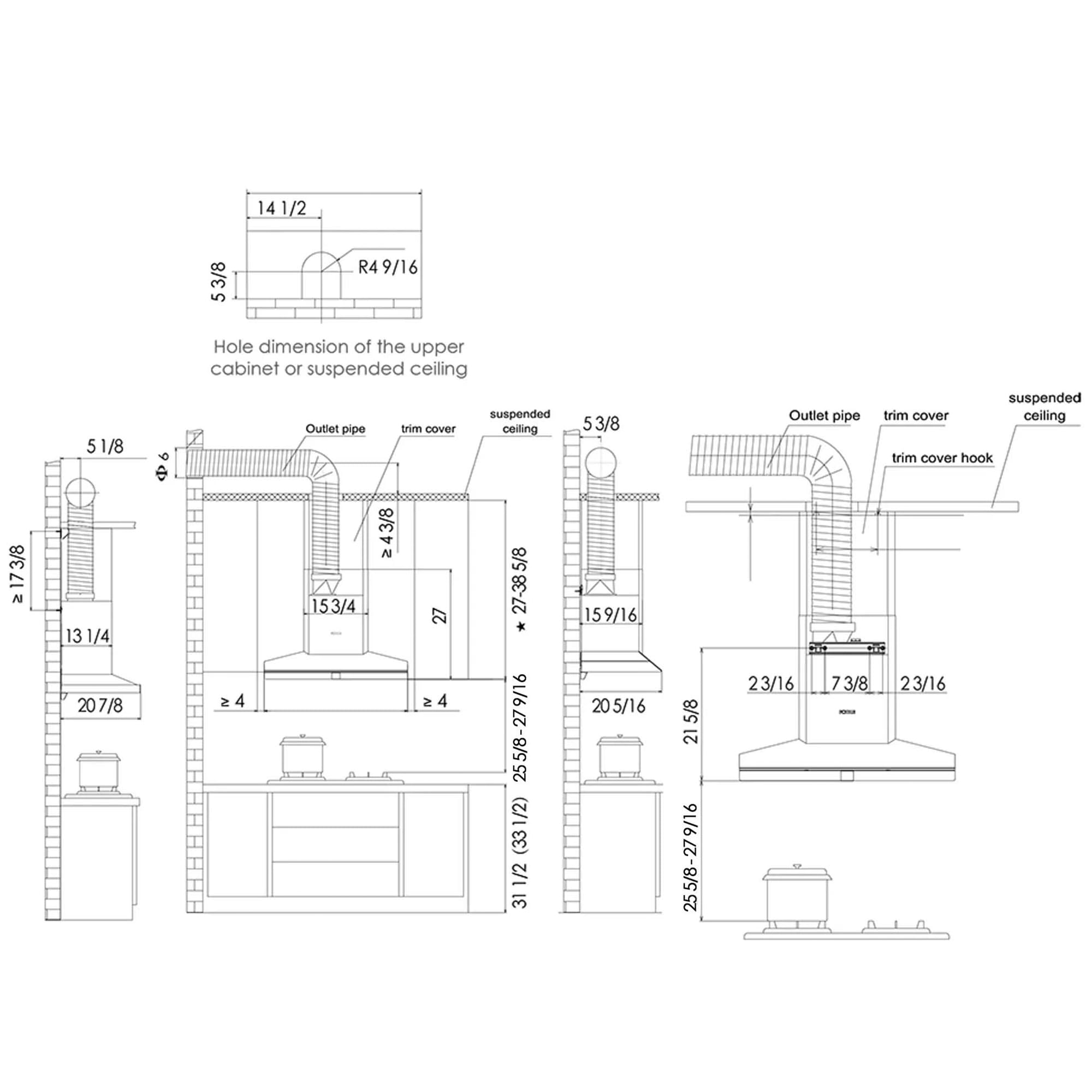 Fotile Perimeter Series 36 in. Ducted Chimney Style Range Hood with 1100 CFM, 4 Fan Speeds & 2 LED Lights - Stainless Steel, , hires
