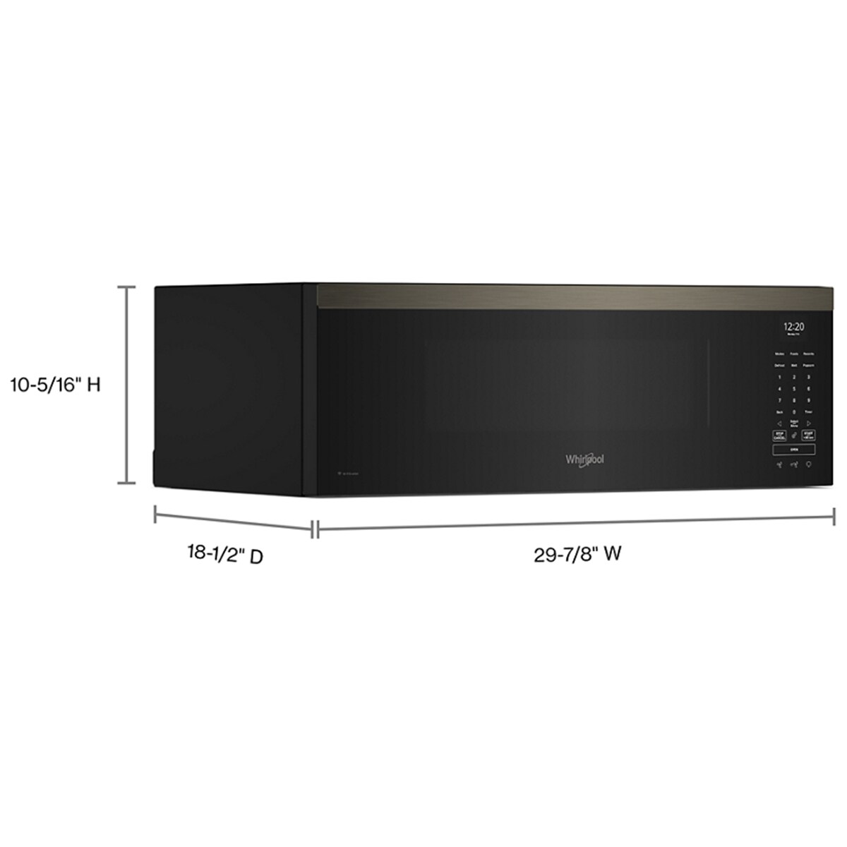 Whirlpool 30 in. 1.1 cu. ft. 1000W Low Profile Smart Over-the-Range Microwave with 450 CFM & Sensor Cooking - Black Stainless Steel, Black Stainless Steel, hires