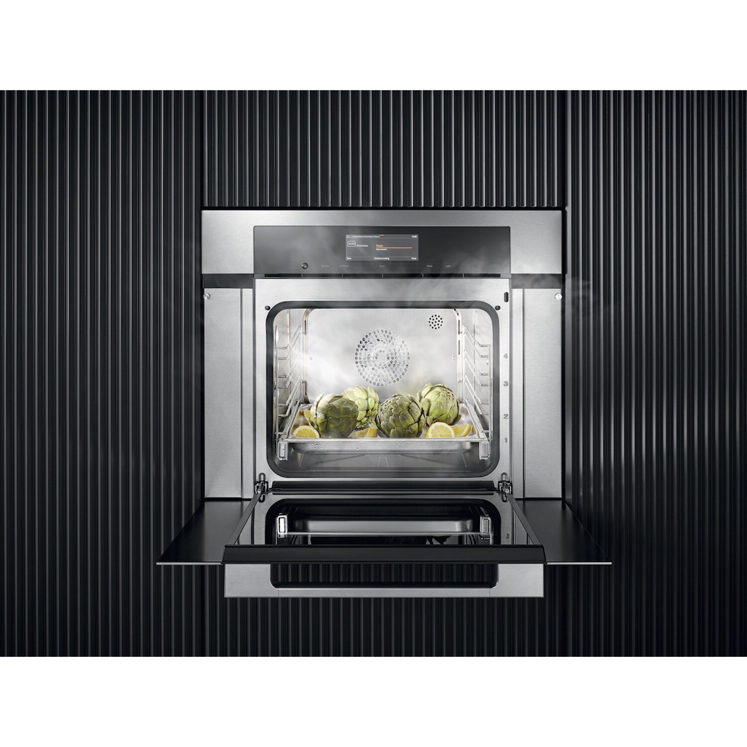 Miele ContourLine 30 in. 2.4 cu. ft. Smart Steam Electric Single Wall Oven with True European Convection - Clean Steel, , hires