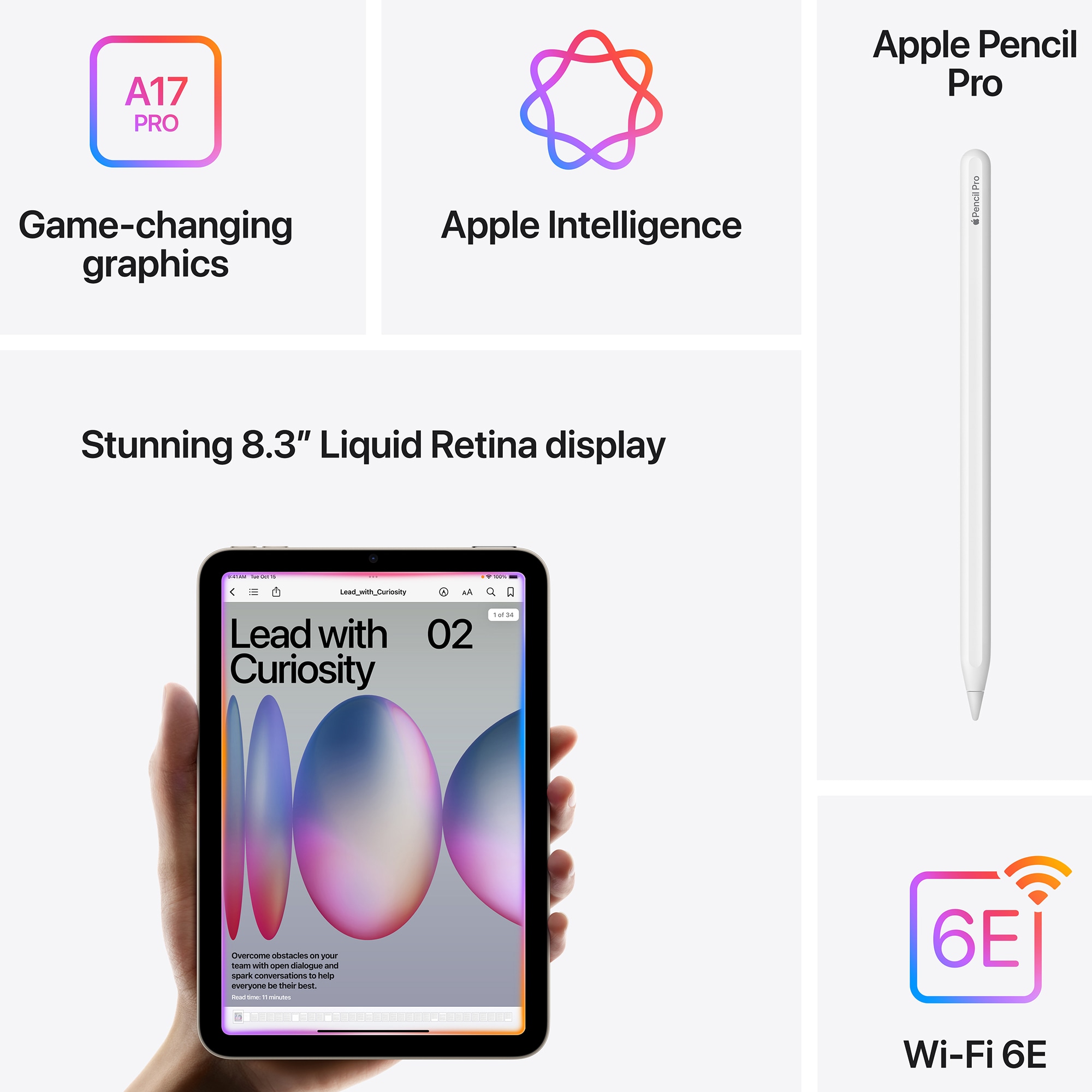 Apple - iPad mini (A17 Pro chip) - Built for Apple Intelligence - Wi-Fi 256GB - Space Gray, Space Gray, hires