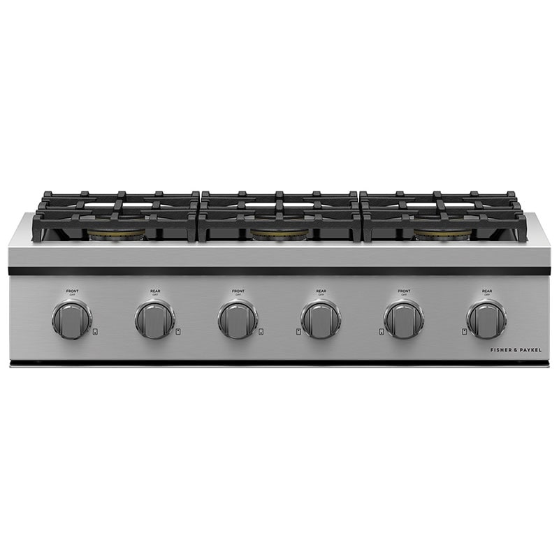 Fisher & Paykel Series 9 36 in. 6-Burner Natural Gas Rangetop with Simmer Burner & Power Burner - Stainless Steel, , hires