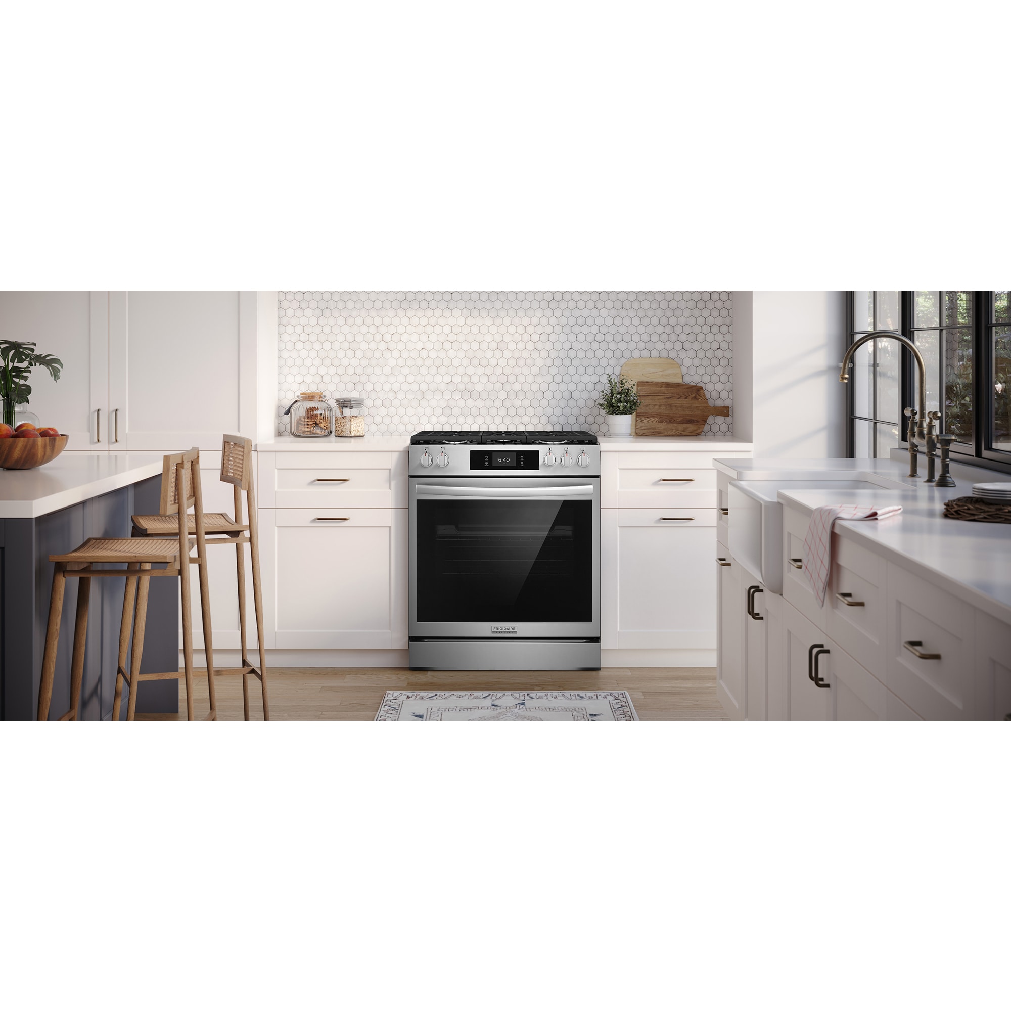 Frigidaire Gallery 30 in. 6.0 cu. ft. Air-Fry True European Convection Steam Oven Gas Range with Stone-Baked Pizza, 5 Sealed Burners & Griddle - Stainless Steel, , hires