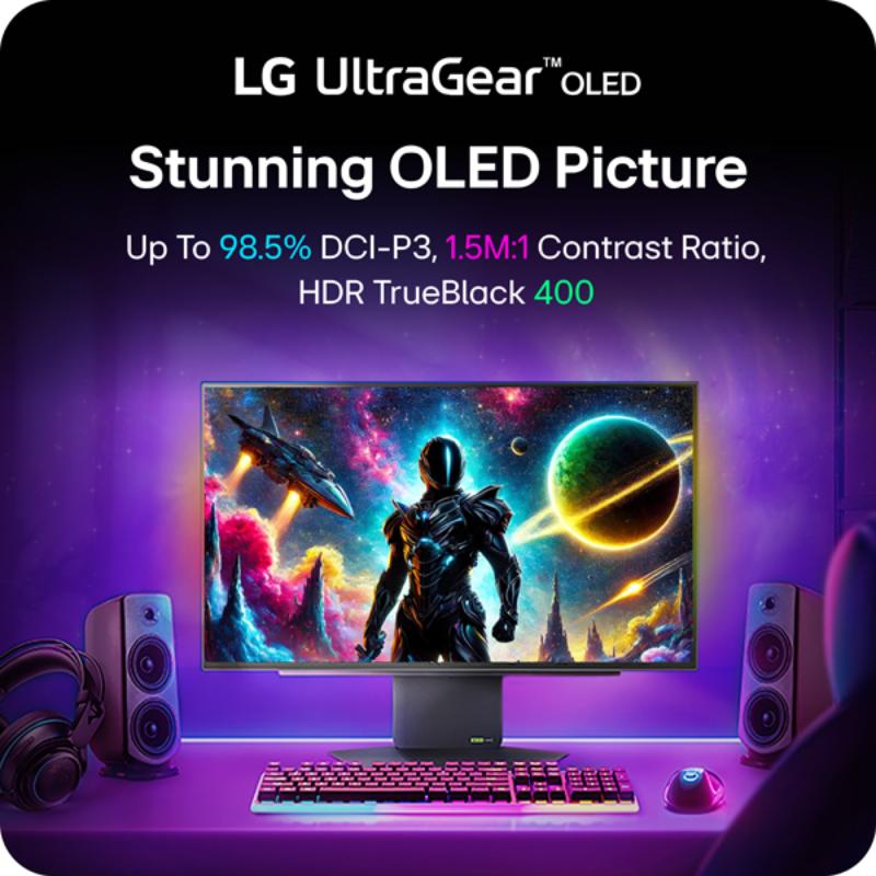 LG 27" UltraGear OLED QHD 480Hz 0.03ms G-Sync Compatible DisplayPort 2.1 Gaming Monitor, , hires