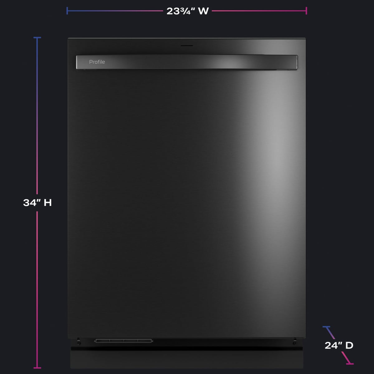 GE Profile 24 in. Top Control Flush-Mount Smart Dishwasher with 42 dBa Sound Level, 3rd-Rack & Twin Turbo Dry Boost - Fingerprint resistant Black Stainless, , hires