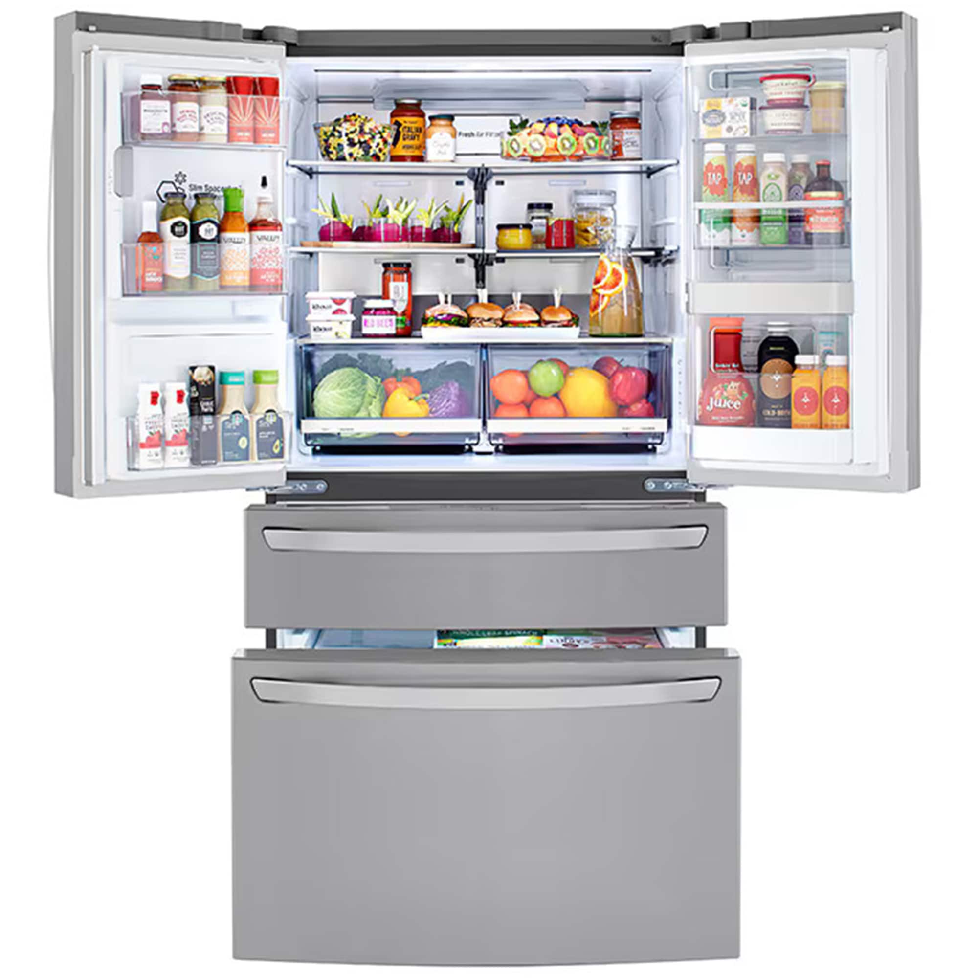 LG 36 in. 22.5 cu. ft. Smart Counter Depth 4-Door French Door Refrigerator with Ice & Water Dispenser - PrintProof Stainless Steel, PrintProof Stainless Steel, hires