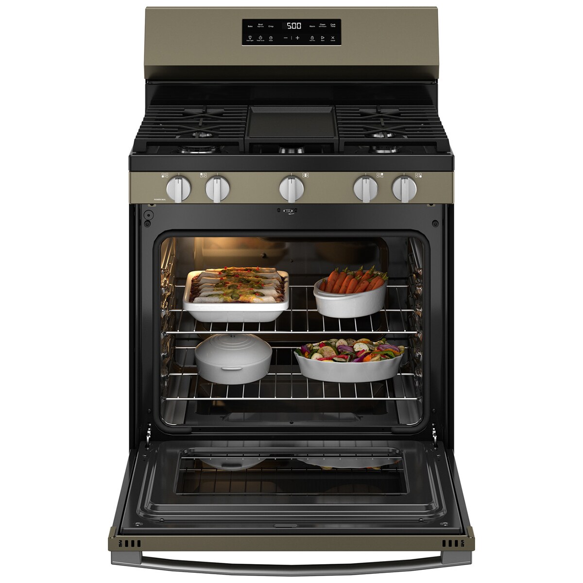 GE 500 Series 30 in. 5.3 cu. ft. Gas Range with 5 Sealed Burners & Griddle - Fingerprint Resistant Slate, , hires