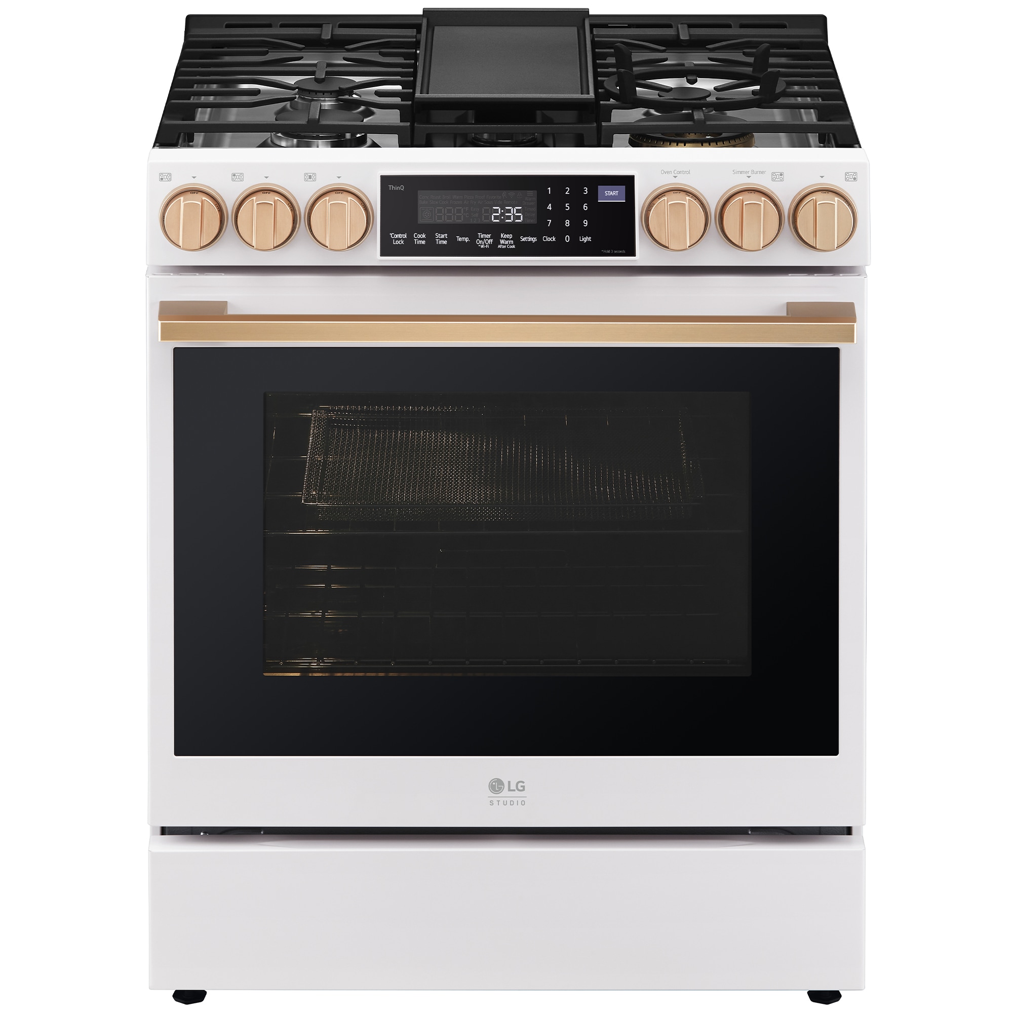 LG Studio 30 in. 6.3 cu. ft. Smart Air Fry True European Convection Slide-In Gas Range with 5 Sealed Burners & Griddle - Essence White, , hires
