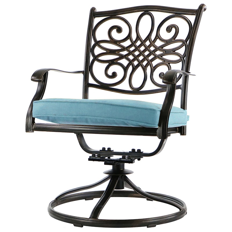 Hanover Traditions 11 - Piece Dining Set with Swivel Rockers - Blue, , hires