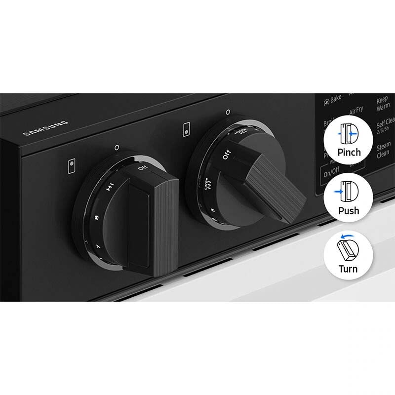 Samsung Bespoke 30 in. 6.3 cu. ft. Smart Air Fry Standard Convection Slide-In Electric Range with Radiant Burners - White Glass, White Glass, hires