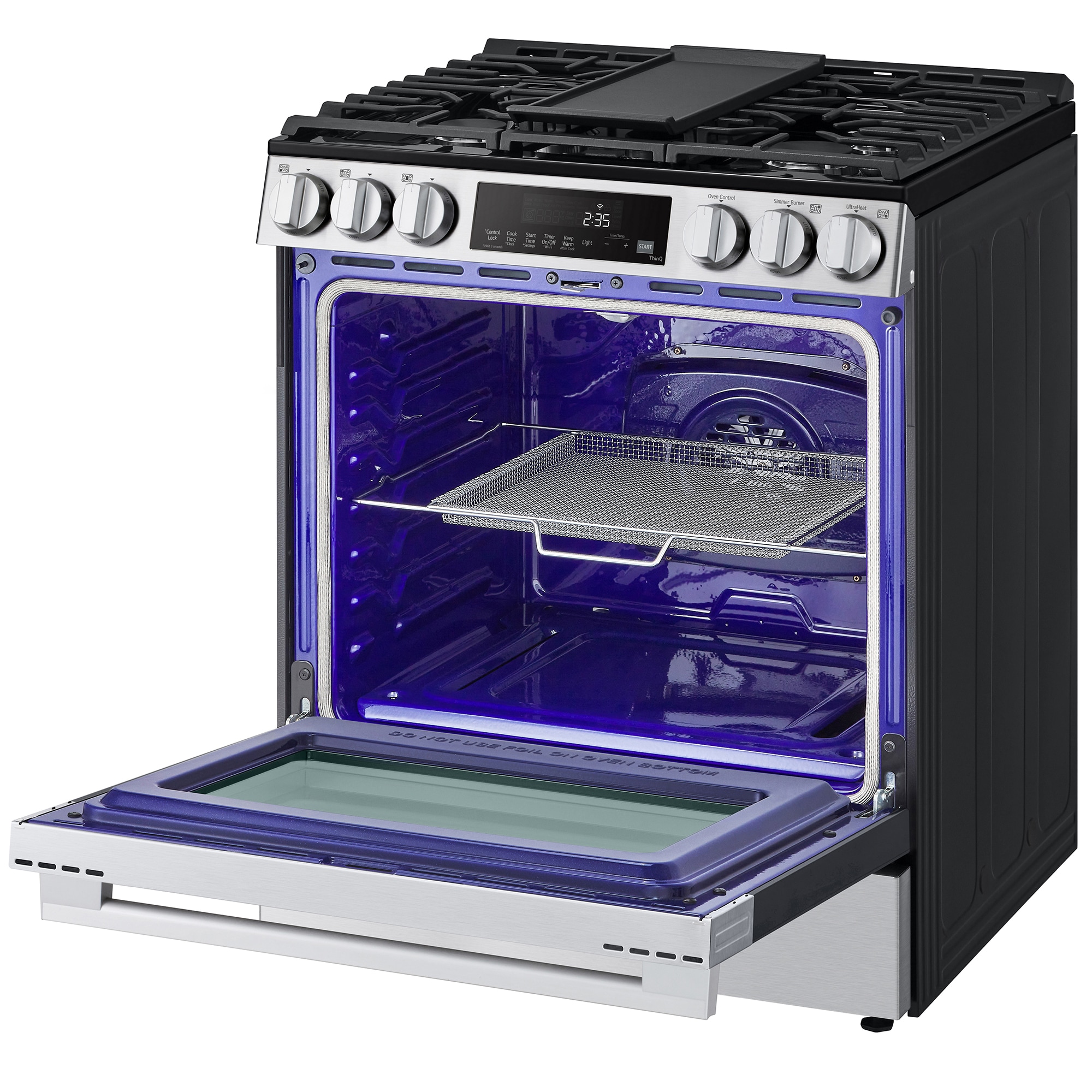 LG 30 in. 6.3 cu. ft. Smart Air-Fry Standard Convection Slide-In Gas Range with 5 Sealed Burners & Griddle - PrintProof Stainless Steel, , hires
