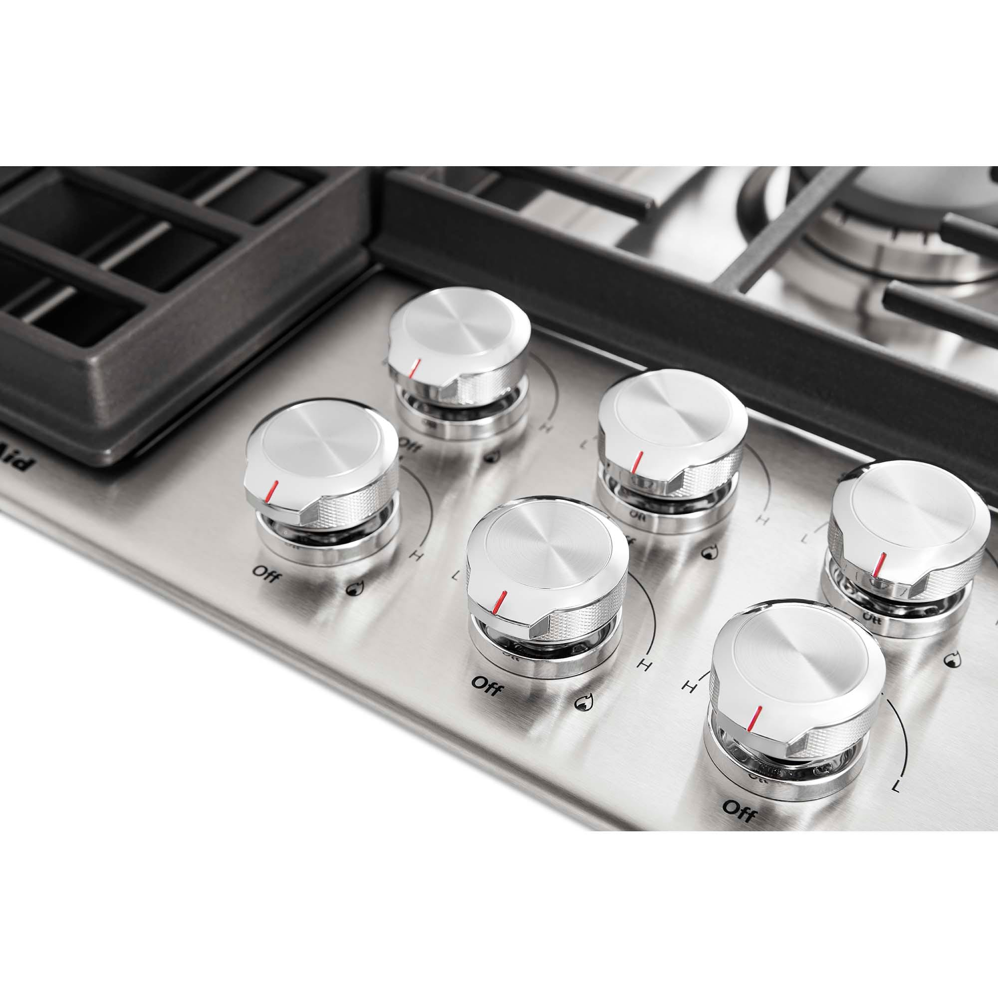 KitchenAid 36 in. 5-Burner Natural Gas Cooktop with Downdraft, Simmer Burner & Power Burner - Stainless Steel, , hires