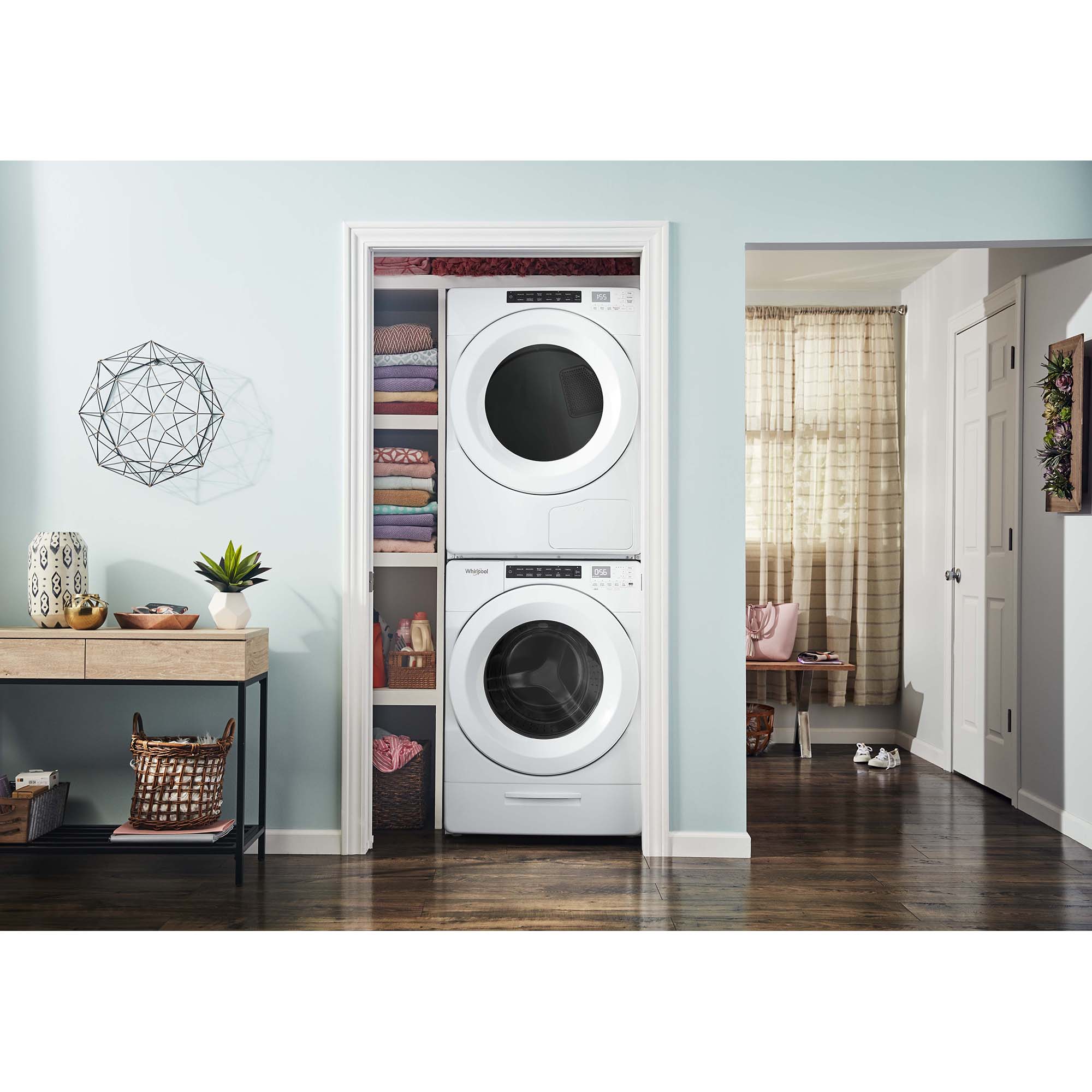Whirlpool 27 in. 4.3 cu. ft. Closet-Depth Stackable Front Load Washer with Sanitize with Oxi - White, , hires