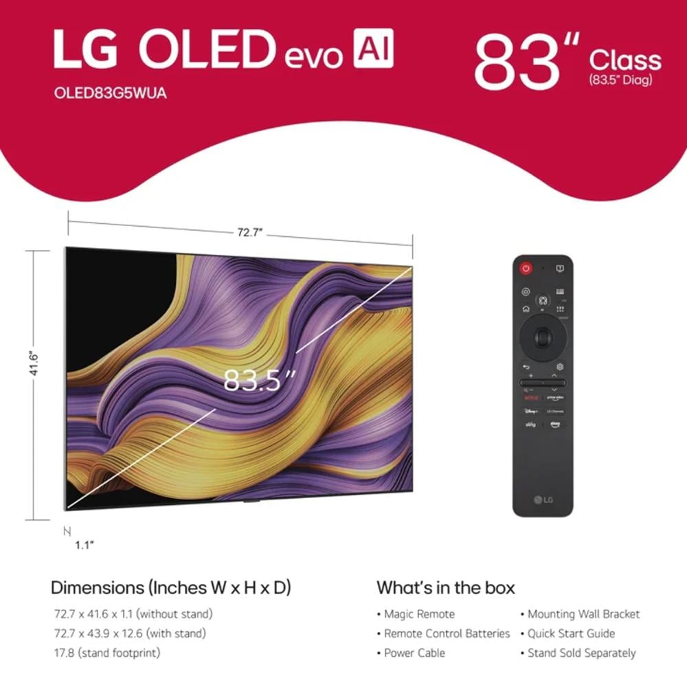 LG - 83" Class G5 Series OLED evo 4K UHD Smart webOS TV, , hires