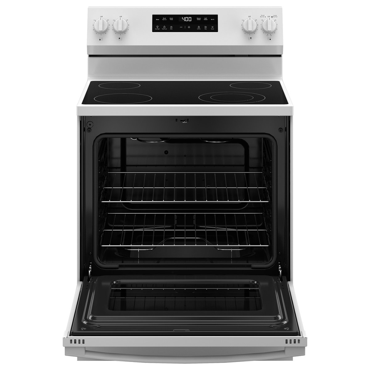 GE 400 Series 30 in. 5.3 cu. ft. Smart Electric Range with Radiant Burners - White, White, hires