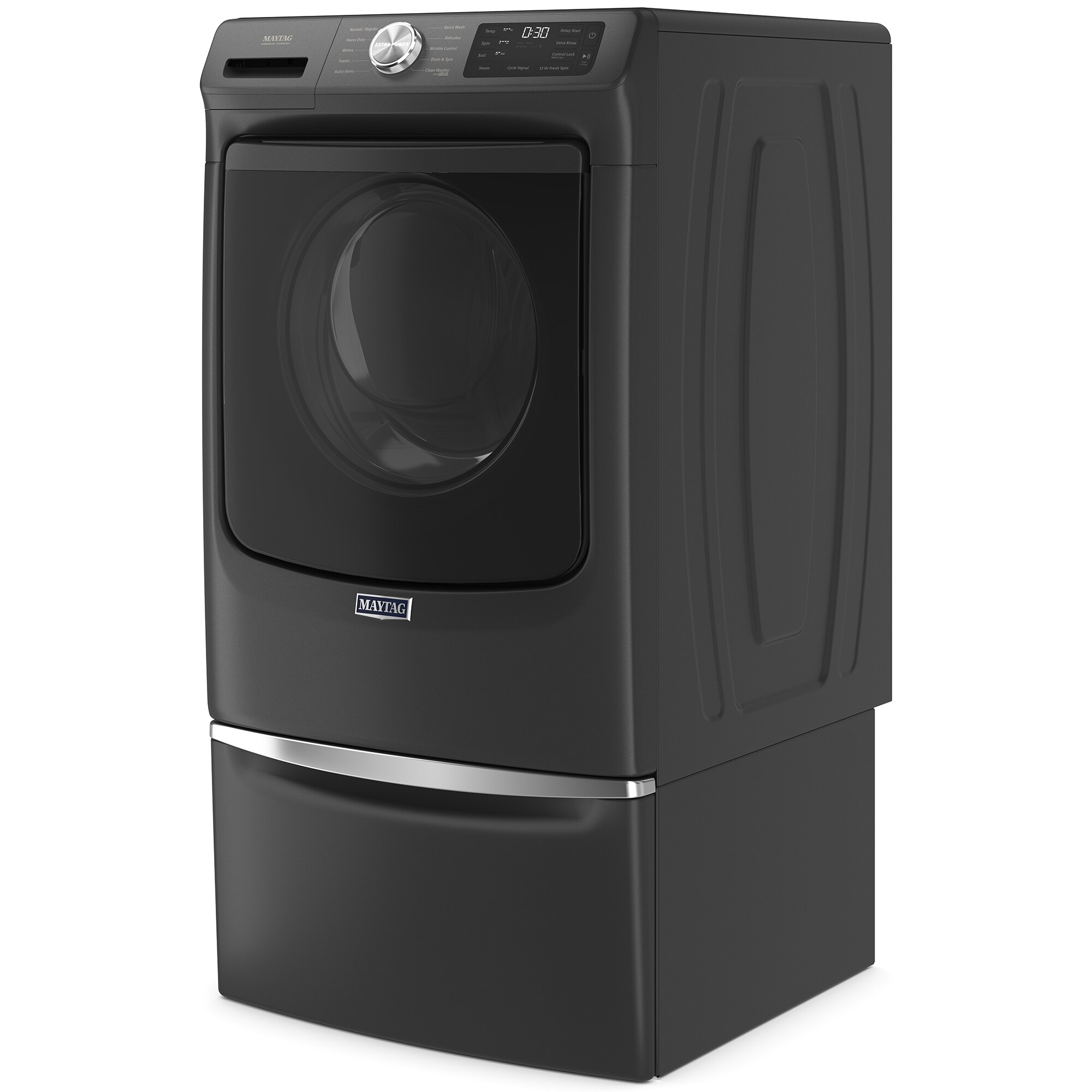 Maytag 27 in. 4.5 cu. ft. Front Loading Washer with 10 Wash Programs, 9 Wash Options, Sanitize Cycle & Steam Wash Cycle - Volcano Black, Volcano Black, hires