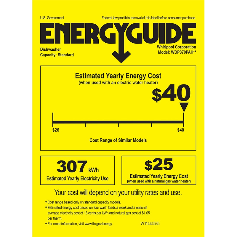 Whirlpool 24 in. Front Control Portable Dishwasher with 64 dBa Sound Level & Pocket - White, White, hires
