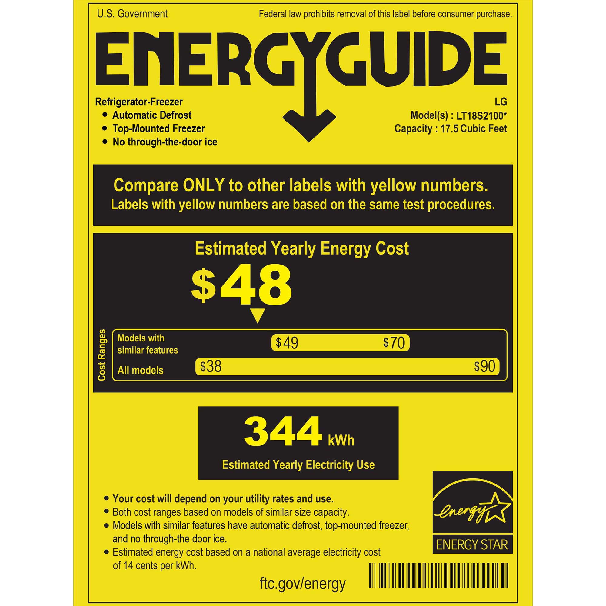 LG 28 in. 17.5 cu. ft. Garage Ready Top Freezer Refrigerator - PrintProof Stainless Steel, PrintProof Stainless Steel, hires