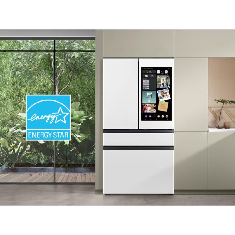 Samsung Bespoke 36 in. 28.6 cu. ft. Smart 4-Door French Door Refrigerator with AI Family Hub+, Beverage Center & Internal Water Autofill Pitcher - White Glass, , hires