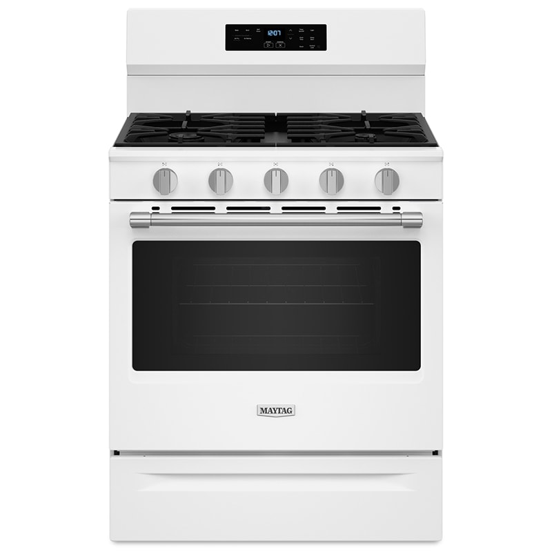 Maytag 30 in. 5 cu. ft. Air Fry Standard Convection Gas Range with 5 Sealed Burners - White, White, hires