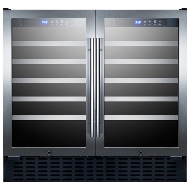 Summit 36 in. Undercounter Wine Cooler with Wood Racks, Dual Temperature Zones & 68 Bottle Capacity - Stainless Steel, , hires