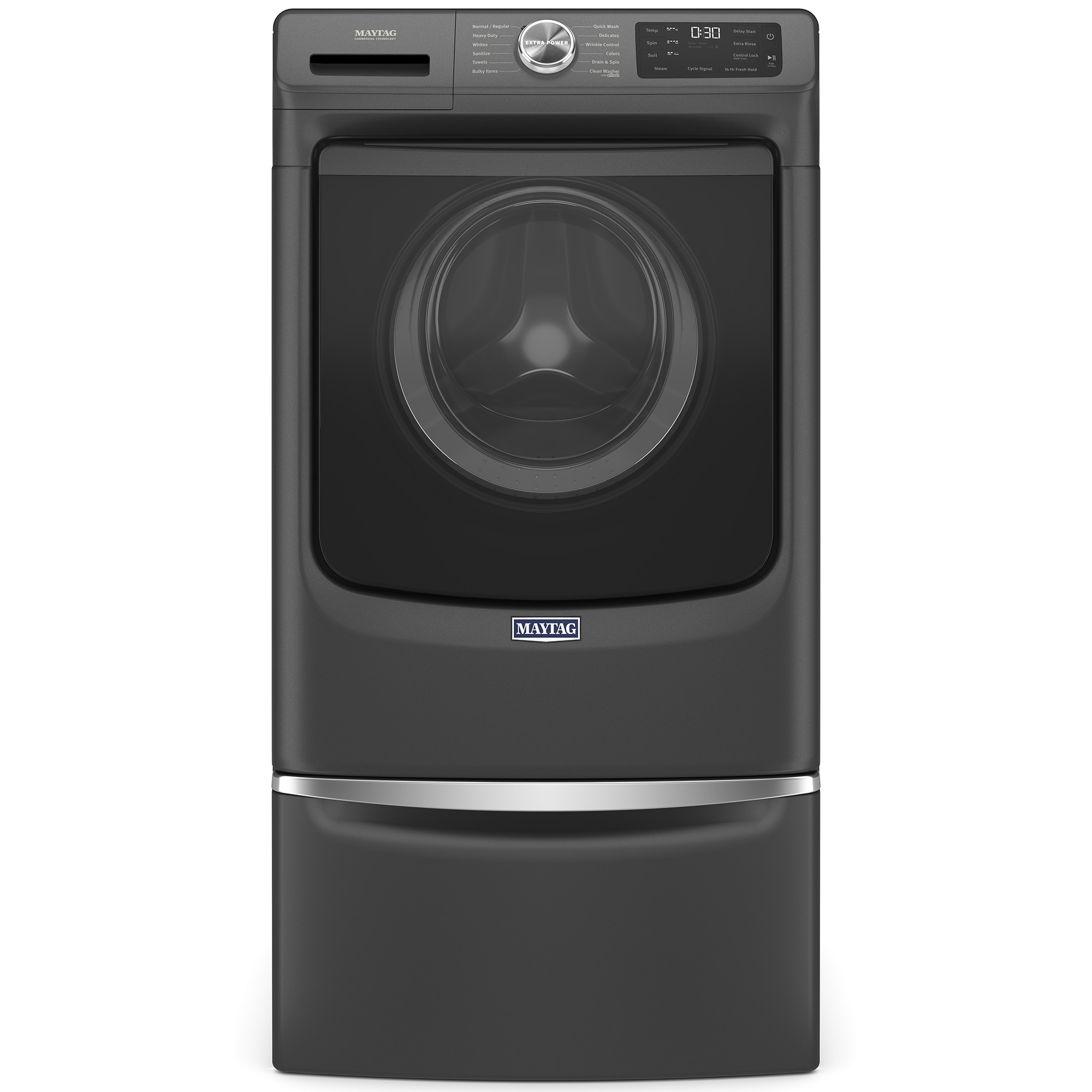 Maytag 27 in. 4.8 cu. ft. Stackable Front Load Washer with Extra Power and 16-Hr Fresh Hold - Volcano Black, Volcano Black, hires