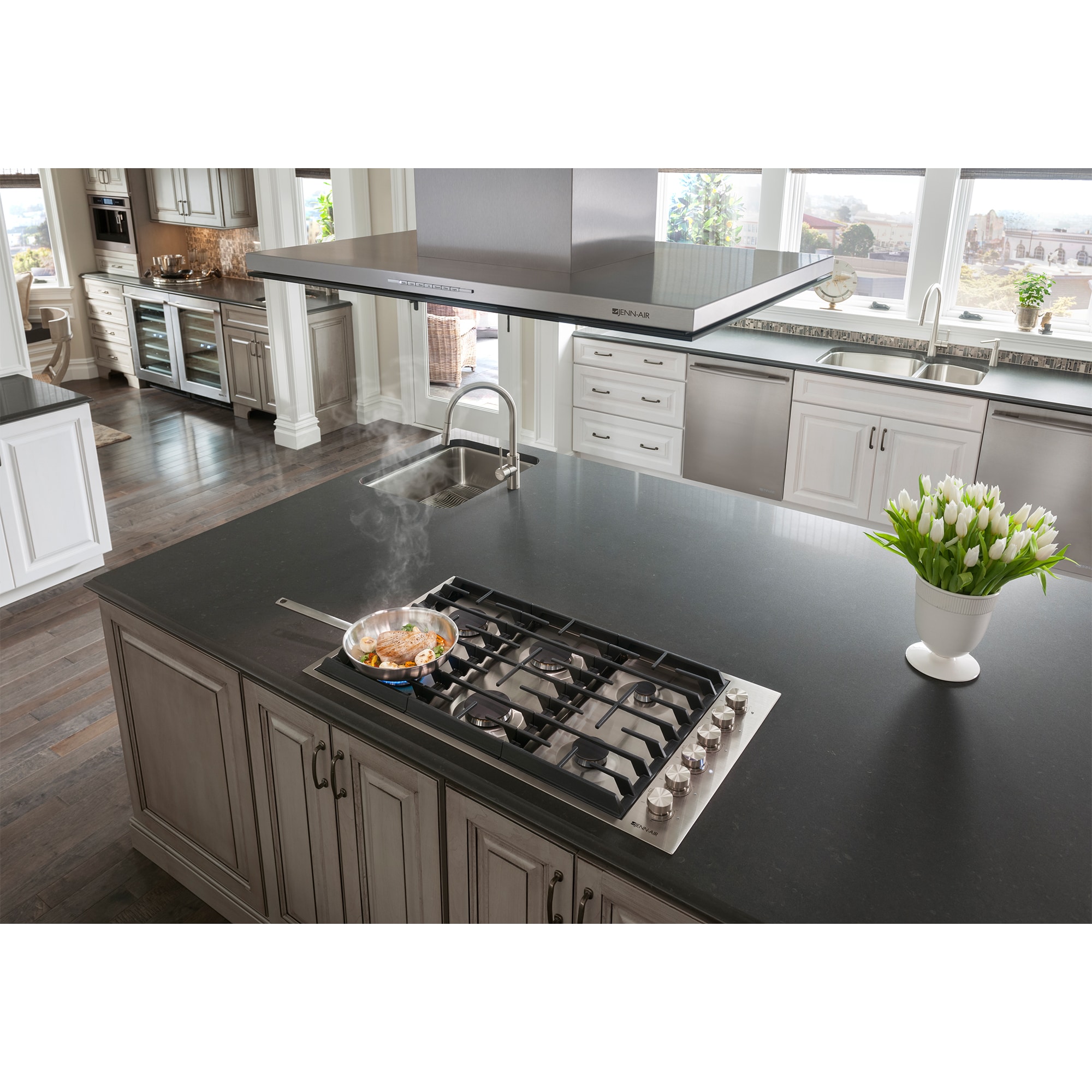 JennAir Euro-Style 36 in. 6-Burner Natural Gas Cooktop with Simmer Burner & Power Burner - Stainless Steel, , hires