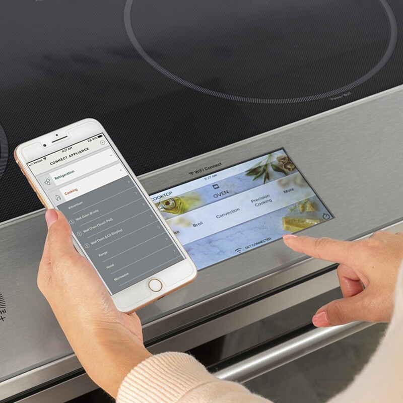 Cafe 30 in. 5.3 cu. ft. Smart Air Fry True European Convection Slide-In Electric Range with 5 Induction Burners - Platinum Glass, Platinum Glass, hires