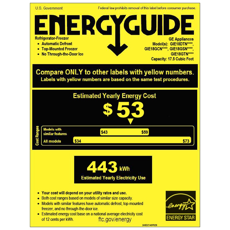 GE 28 in. 17.5 cu. ft. Top Freezer Refrigerator with Ice Maker - Stainless Steel, Stainless Steel, hires