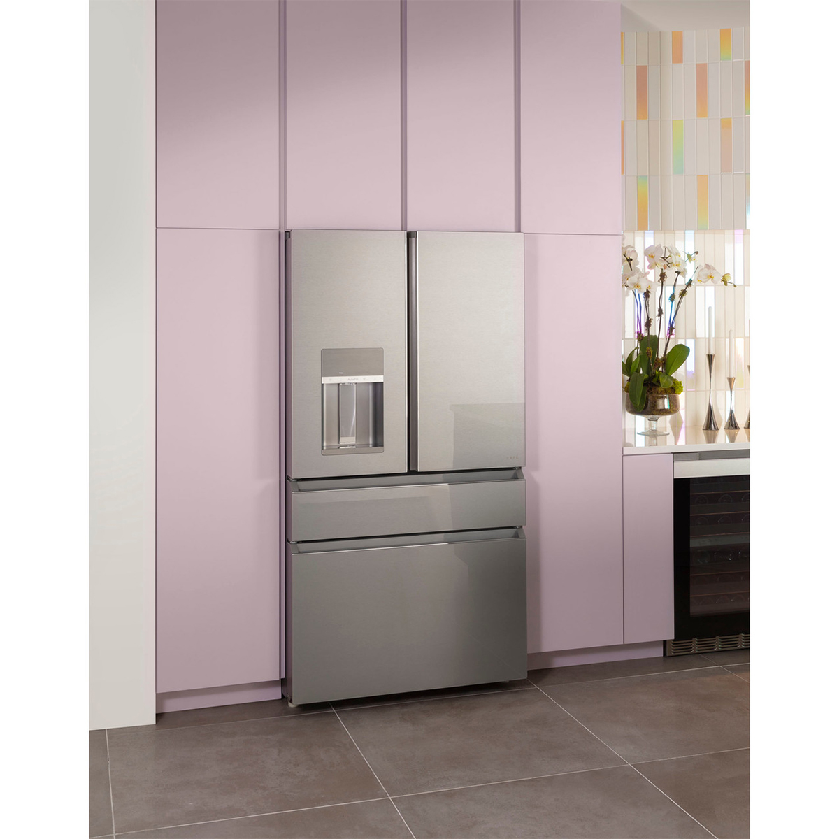 Cafe Platinum Glass Refrigerator