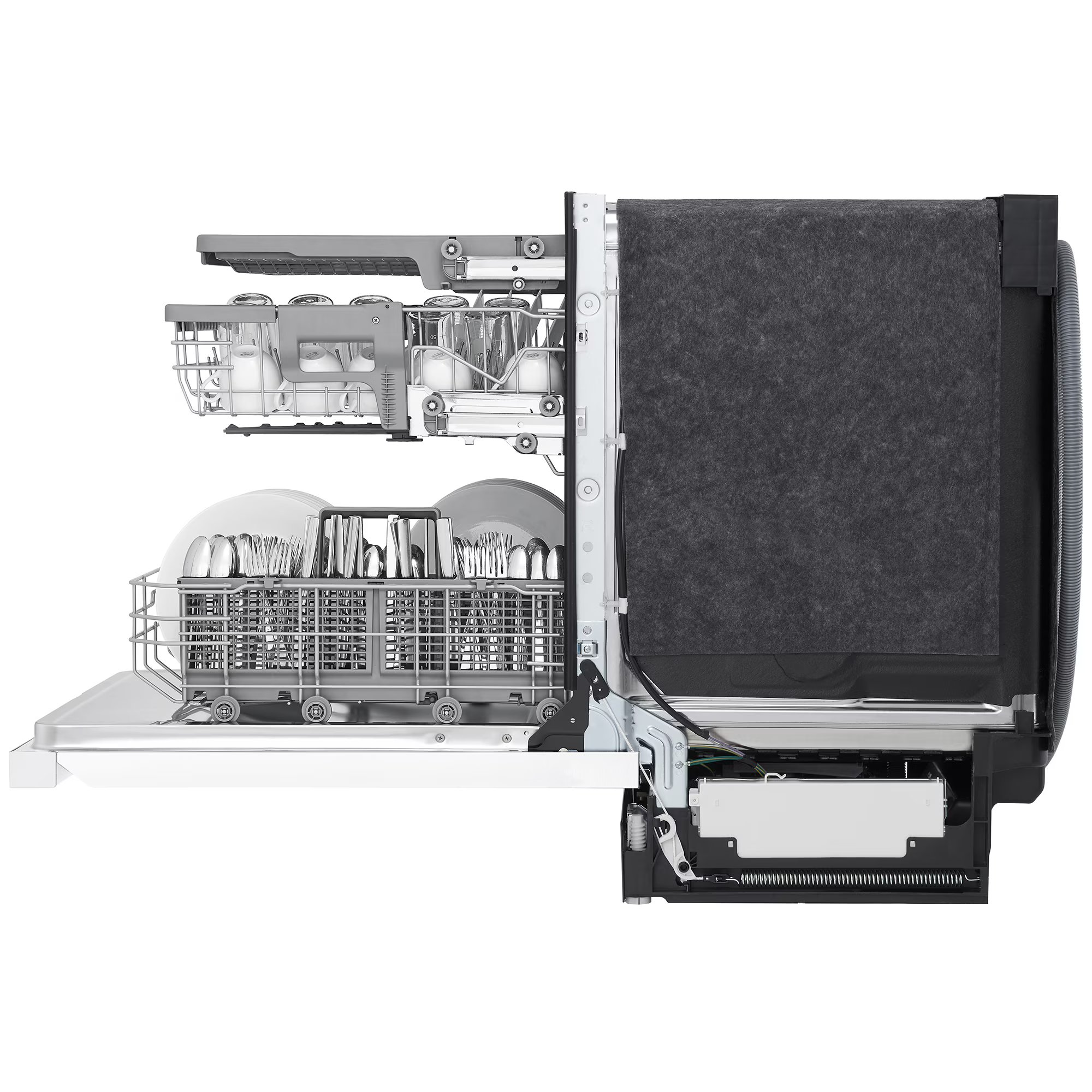 LG 24 in. Front Control Dishwasher with 48 dBa Sound Level, 3rd-Rack, Dynamic Dry & Pocket - White, White, hires