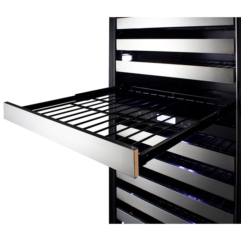 Summit 24 in. Wine Cooler with Wire Racks, Dual Temperature Zones & 163 Bottle Capacity - Stainless Steel, , hires