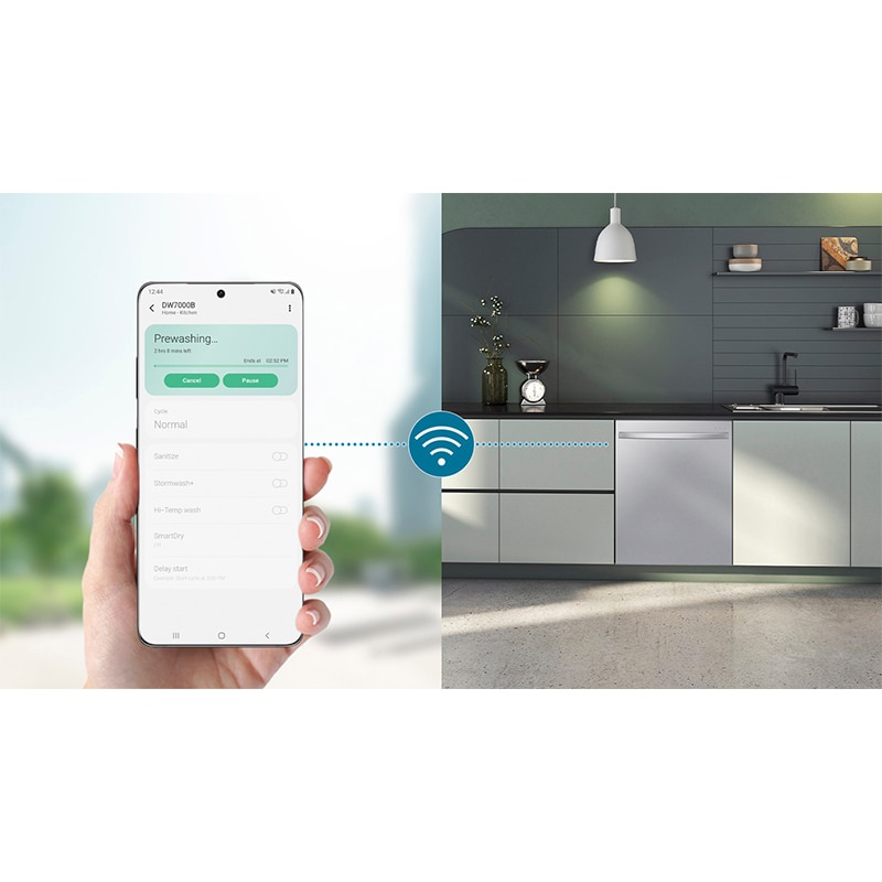 Samsung 24 in. Top Control Smart Dishwasher with 42 dBa Sound Level, 3rd-Rack & Ventilation Drying System - Fingerprint Resistant Stainless, Fingerprint Resistant Stainless, hires