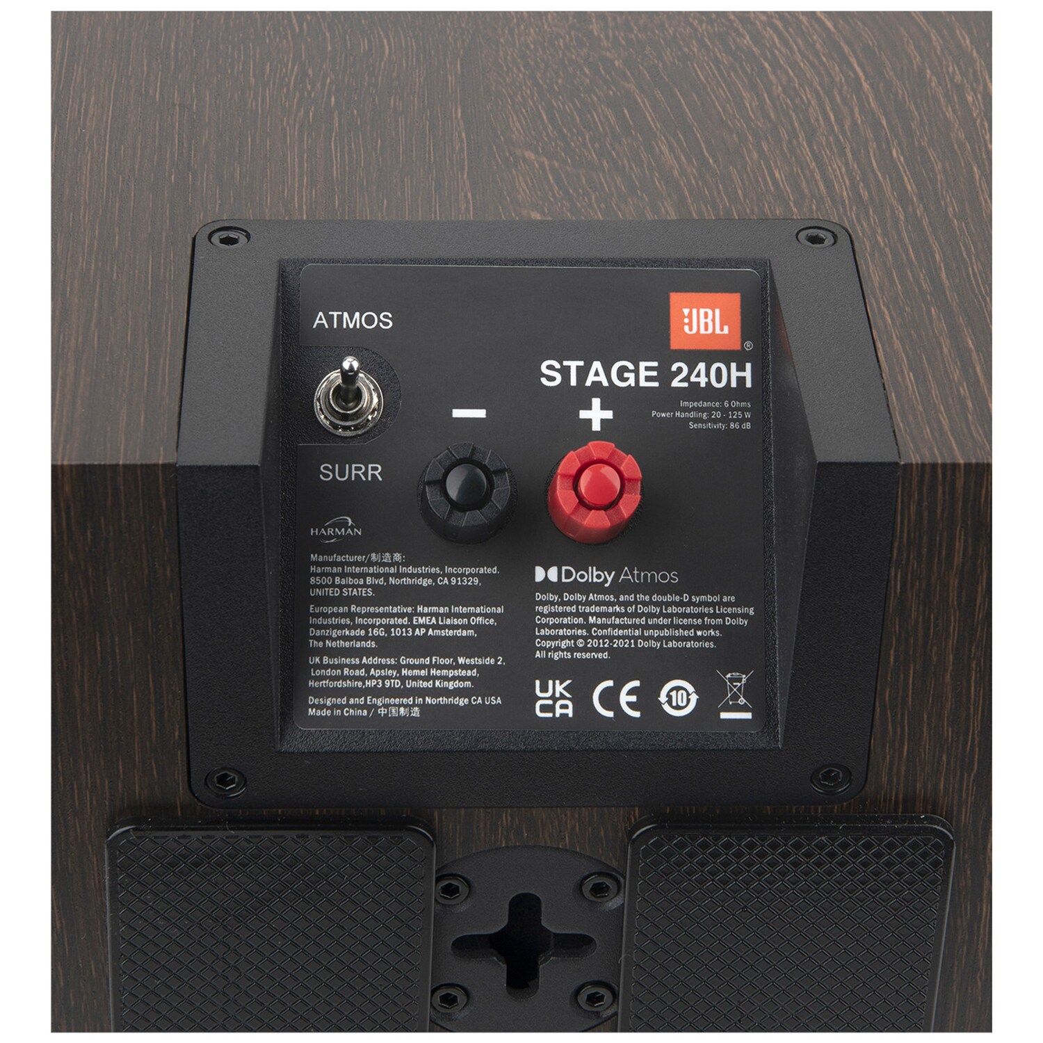 JBL Stage 240H 2-Way 4.5 in. (114 mm) Dolby Atmos Surround Sound Loudspeaker - Espresso, Espresso, hires