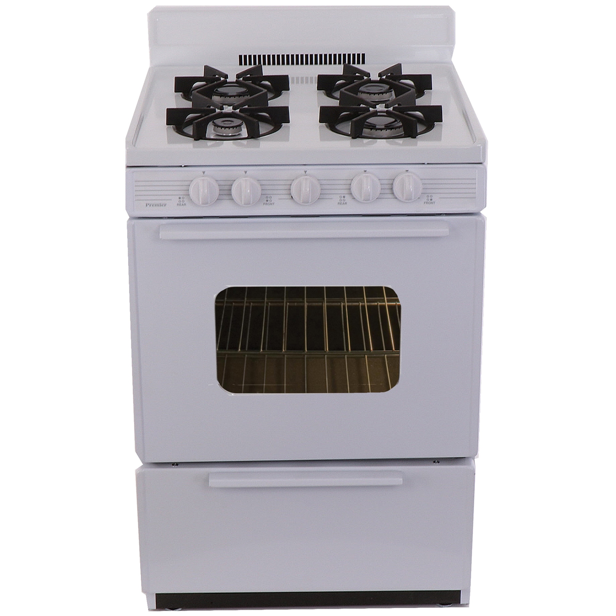 Premier 24 in. 2.9 cu. ft. Gas Range with 4 Sealed Burners - White, , hires