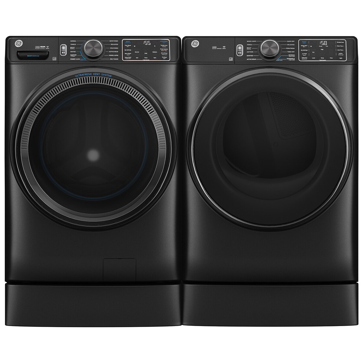 GE 28 in. 5.0 cu. ft. Smart Stackable Front Load Washer with OdorBlock, Sanitize Cycle & Steam Cycle - Carbon Graphite, Carbon Graphite, hires